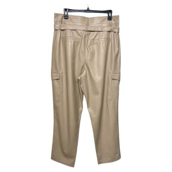 New PAIGE‎ Tami Cargo Pant Taupe Vegan Leather Size 10 - Picture 6 of 15
